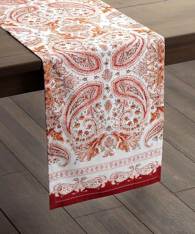 Maison d' Hermine Table Runner 100% Cotton Single Layer Table Runners 60 inches Long for Thanksgiving Christmas Decorations Home Kitchen Dining Party Wedding (Orient, 14.5" x 60")