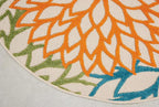 Nourison Aloha Indoor/Outdoor Multicolor 5'3'' x Round Area--Rug, Tropical, Botanical, Easy--Cleaning, Non Shedding, Bed Room, Living Room, Dining Room, Deck, Backyard, Patio (5 Round)