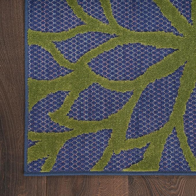 Nourison Aloha Indoor-Outdoor Navy Multicolor 3'6" x 5'6" Area Rug, Easy Cleaning, Non Shedding, Bed Room, Living Room, Dining Room, Backyard, Deck, Patio (4x6)