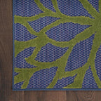 Nourison Aloha Indoor-Outdoor Navy Multicolor 3'6" x 5'6" Area Rug, Easy Cleaning, Non Shedding, Bed Room, Living Room, Dining Room, Backyard, Deck, Patio (4x6)
