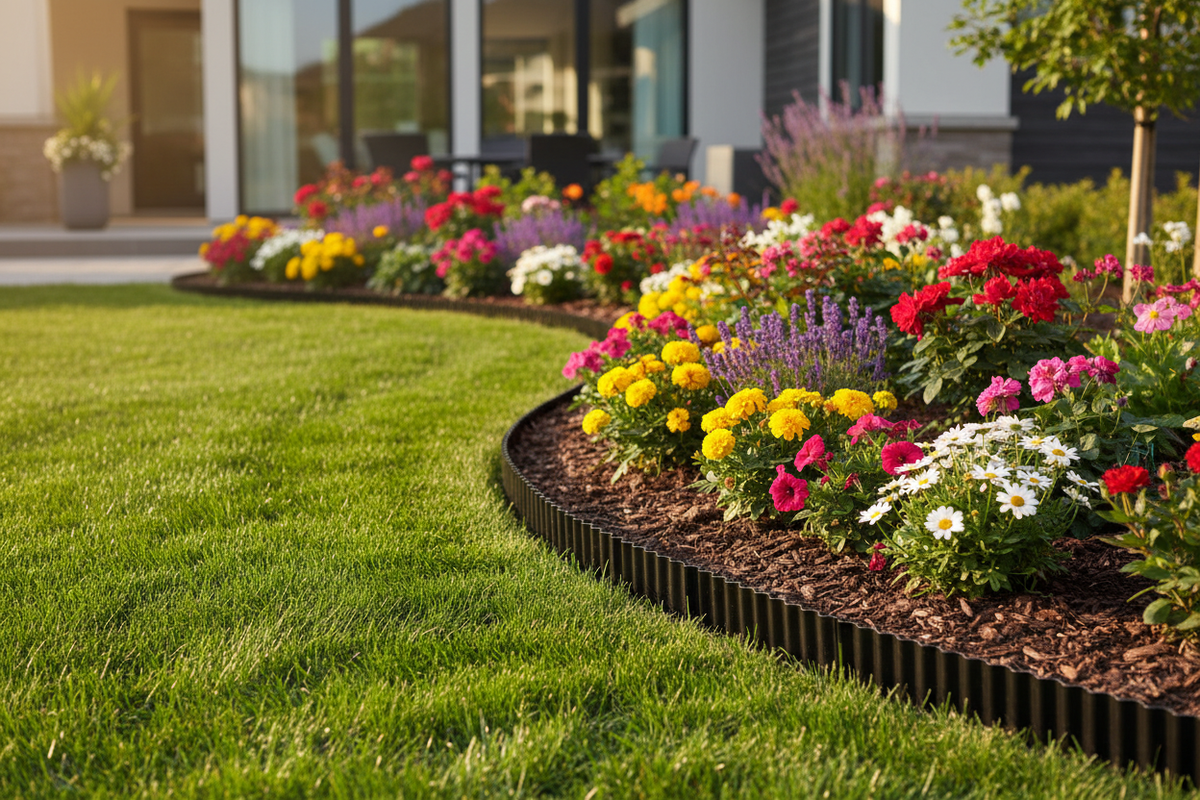 Land Guard Metal Landscape Edging, 6" x 50 ft (2-Roll Pack) – Flexible Black Garden Border